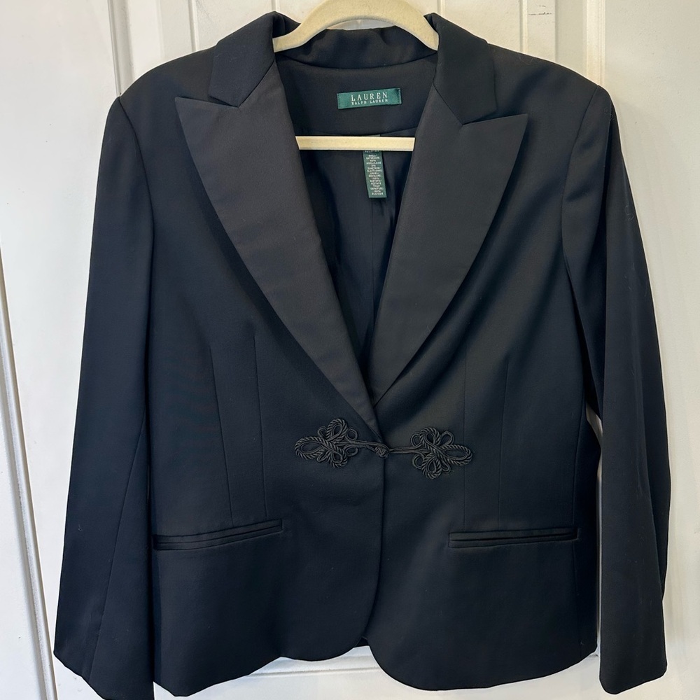 Lauren Ralph Lauren Lux Wool Black Blazer Jacket Size 12